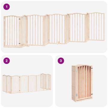 Foldable Dog Gate with Door - 9 Panels, 450 cm - Durable Poplar Wood