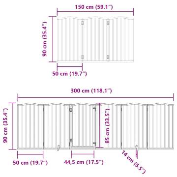 Foldable Dog Gate with Door - 9 Panels, 450 cm - Durable Poplar Wood