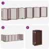 Foldable Dog Gate with Door - 12 Panels Brown 600 cm