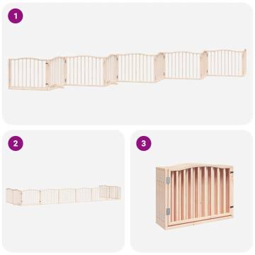 Foldable Dog Gate with Door - 10 Panels - 800 cm Poplar Wood