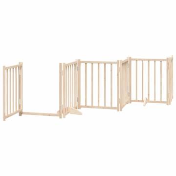 Foldable Dog Gate with Door - 12 Panels (600 cm) - Poplar Wood