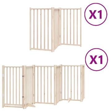 Dog Gate with Door - Foldable 9 Panels, 450 cm Poplar Wood