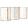 Dog Gate with Door - Foldable 9 Panels, 450 cm Poplar Wood