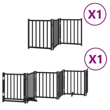 Dog Gate with Door - 9 Panels, Foldable, Black 450 cm