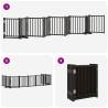 Dog Gate with Door - 9 Panels, Foldable, Black 450 cm