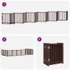 Foldable Dog Gate with Door - 12 Panels Brown Poplar Wood