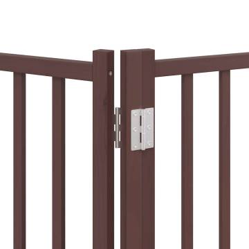 Foldable Dog Gate with Door - 12 Panels Brown Poplar Wood