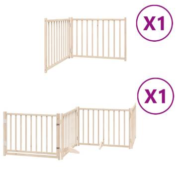 Dog Gate with Door - 6 Panels, 480 cm Poplar Wood | Hipo Market