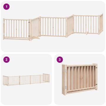 Dog Gate with Door - 6 Panels, 480 cm Poplar Wood | Hipo Market