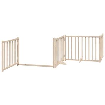 Dog Gate with Door - Foldable 10 Panels Poplar Wood | Hipo Market