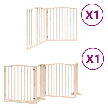 Foldable Dog Gate with Door - 480 cm Poplar Wood | HipoMarket