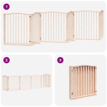 Foldable Dog Gate with Door - 480 cm Poplar Wood | HipoMarket