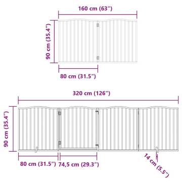 Foldable Dog Gate with Door - 480 cm Poplar Wood | HipoMarket