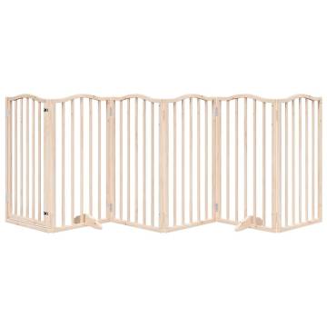 Dog Gate with Door - Foldable 6 Panels 300cm Poplar Wood