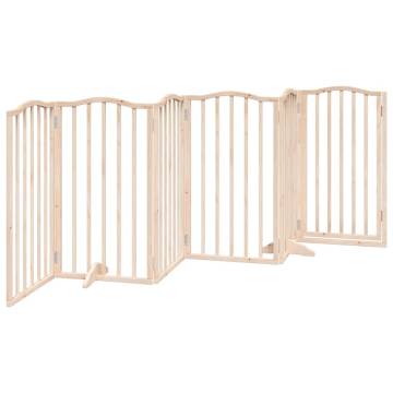 Dog Gate with Door - Foldable 6 Panels 300cm Poplar Wood