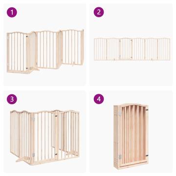 Dog Gate with Door - Foldable 6 Panels 300cm Poplar Wood