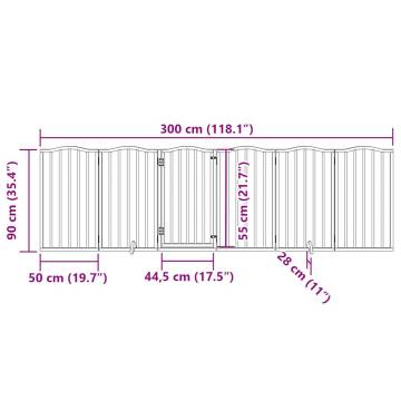 Dog Gate with Door - Foldable 6 Panels 300cm Poplar Wood