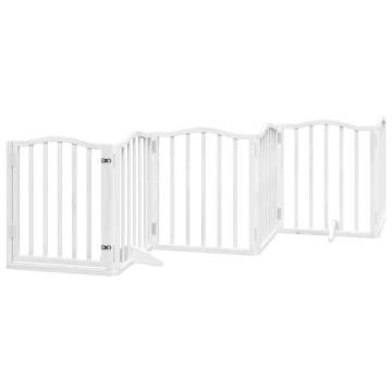 Dog Gate with Door - Foldable 6 Panels 300 cm White Poplar Wood