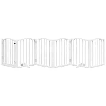 Dog Gate with Door - Foldable 6 Panels 300 cm White Poplar Wood