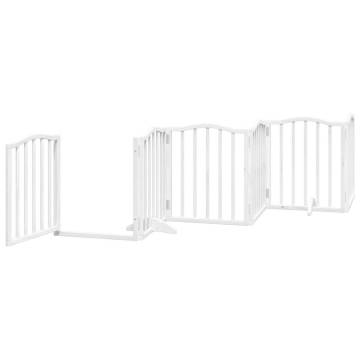 Dog Gate with Door - Foldable 6 Panels 300 cm White Poplar Wood