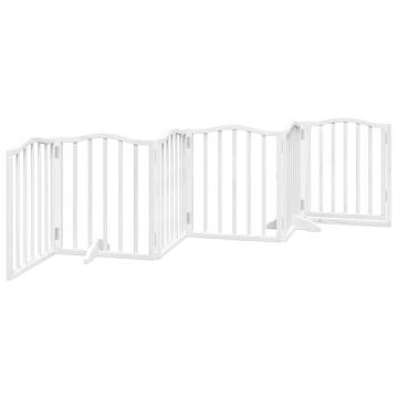 Dog Gate with Door - Foldable 6 Panels 300 cm White Poplar Wood