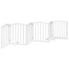 Dog Gate with Door - Foldable 6 Panels 300 cm White Poplar Wood