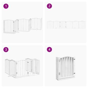 Dog Gate with Door - Foldable 6 Panels 300 cm White Poplar Wood