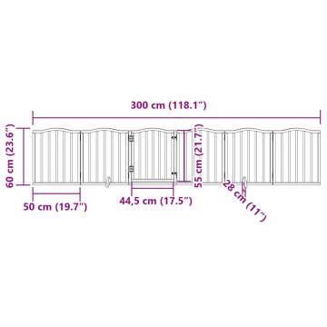 Dog Gate with Door - Foldable 6 Panels 300 cm White Poplar Wood