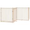 Foldable Dog Gate with Door - 12 Panels Poplar Wood | Hipomarket