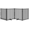 Dog Gate with Door - Foldable 4 Panels Black 320 cm Solid Wood