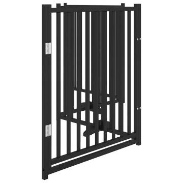 Dog Gate with Door - Foldable 4 Panels Black 320 cm Solid Wood