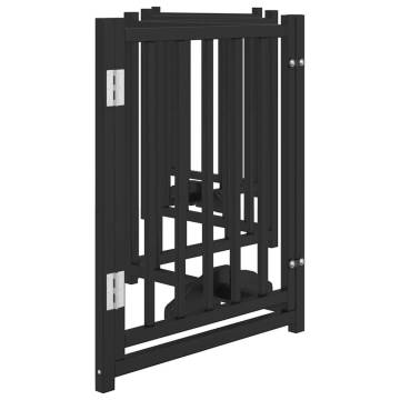 Dog Gate with Door - Foldable 6 Panels Solid Wood | HiPoMarket