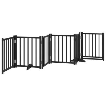 Dog Gate with Door - Foldable 6 Panels Solid Wood | HiPoMarket