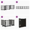 Dog Gate with Door - Foldable 6 Panels Solid Wood | HiPoMarket