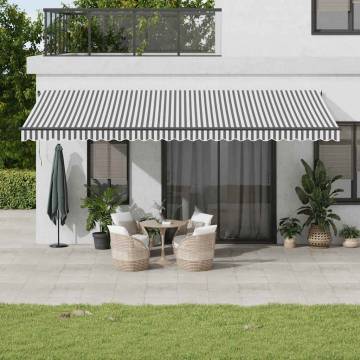 Manual Retractable Awning with LEDs - 600x300 cm Anthracite & White