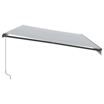 Manual Retractable Awning with LEDs - 600x300 cm Anthracite & White