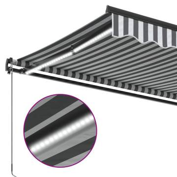 Manual Retractable Awning with LEDs - 600x300 cm Anthracite & White