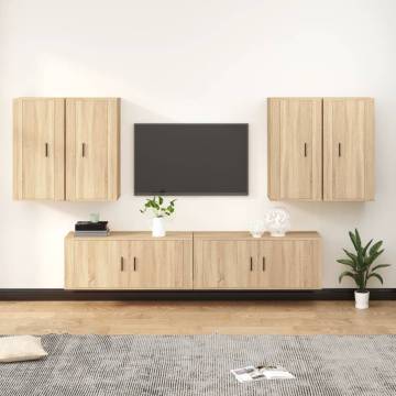 6 Piece TV Cabinet Set - Sonoma Oak Engineered Wood