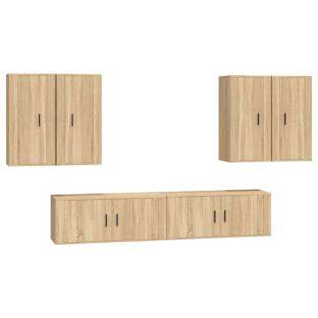 6 Piece TV Cabinet Set - Sonoma Oak Engineered Wood