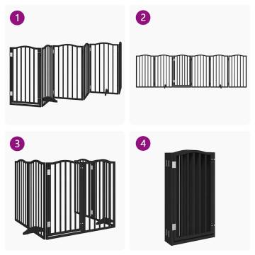 Dog Gate with Door - Foldable 6 Panels Black 300 cm | HipoMarket