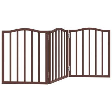 Foldable Dog Gate - 3 Panels Brown Oak | Durable Poplar Wood