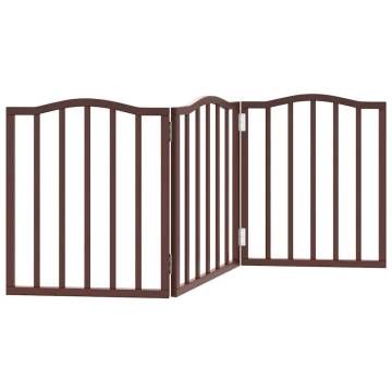 Foldable Dog Gate - 3 Panels Brown Oak | Durable Poplar Wood