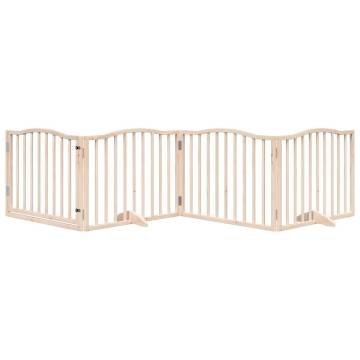 Foldable Dog Gate with Door - 320 cm Poplar Wood