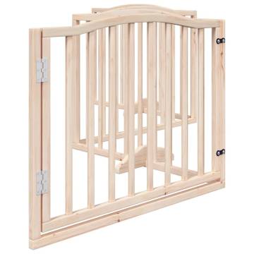 Foldable Dog Gate with Door - 320 cm Poplar Wood