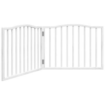 Foldable Dog Gate - 2 Panels White Poplar Wood | HipoMarket