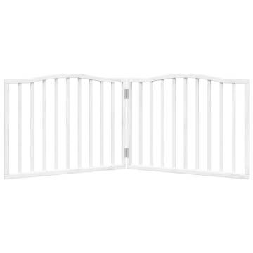 Foldable Dog Gate - 2 Panels White Poplar Wood | HipoMarket