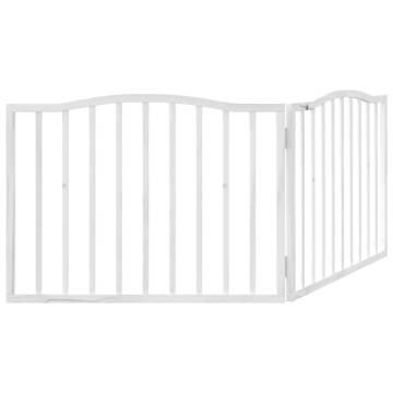 Foldable Dog Gate - 2 Panels White Poplar Wood | HipoMarket