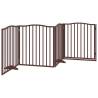 Dog Gate with Door - Foldable 4 Panels Brown Oak | Hipo Market