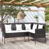 Stylish L-shaped Couch Sofa with Cushions - Black Poly Rattan