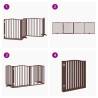 Dog Gate with Door - Foldable 4 Panels Brown Oak | Hipo Market